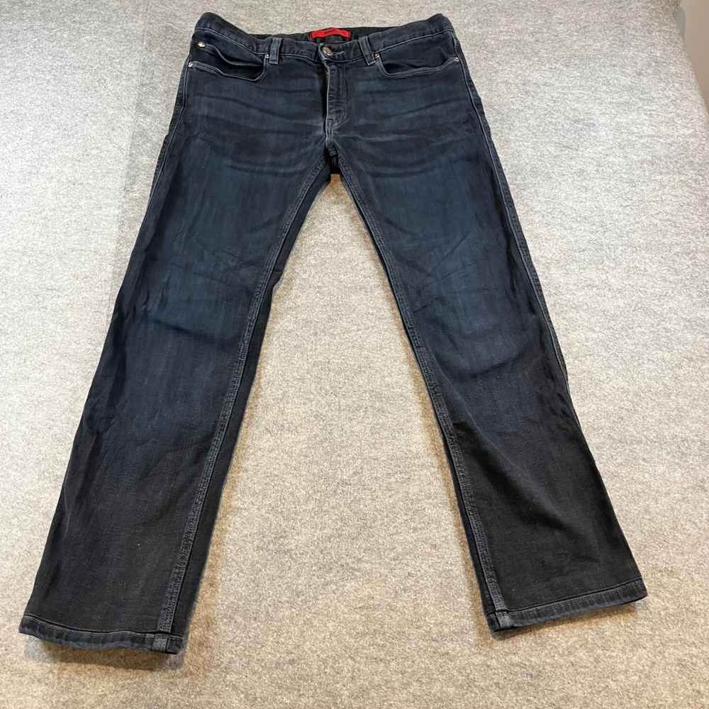 Hugo Hugo Boss Men Slim Straight Jeans Black Dark Wash Denim 34x27 Modern Casual